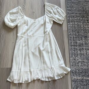 Lena Soft White Puff Sleeve Mini Dress